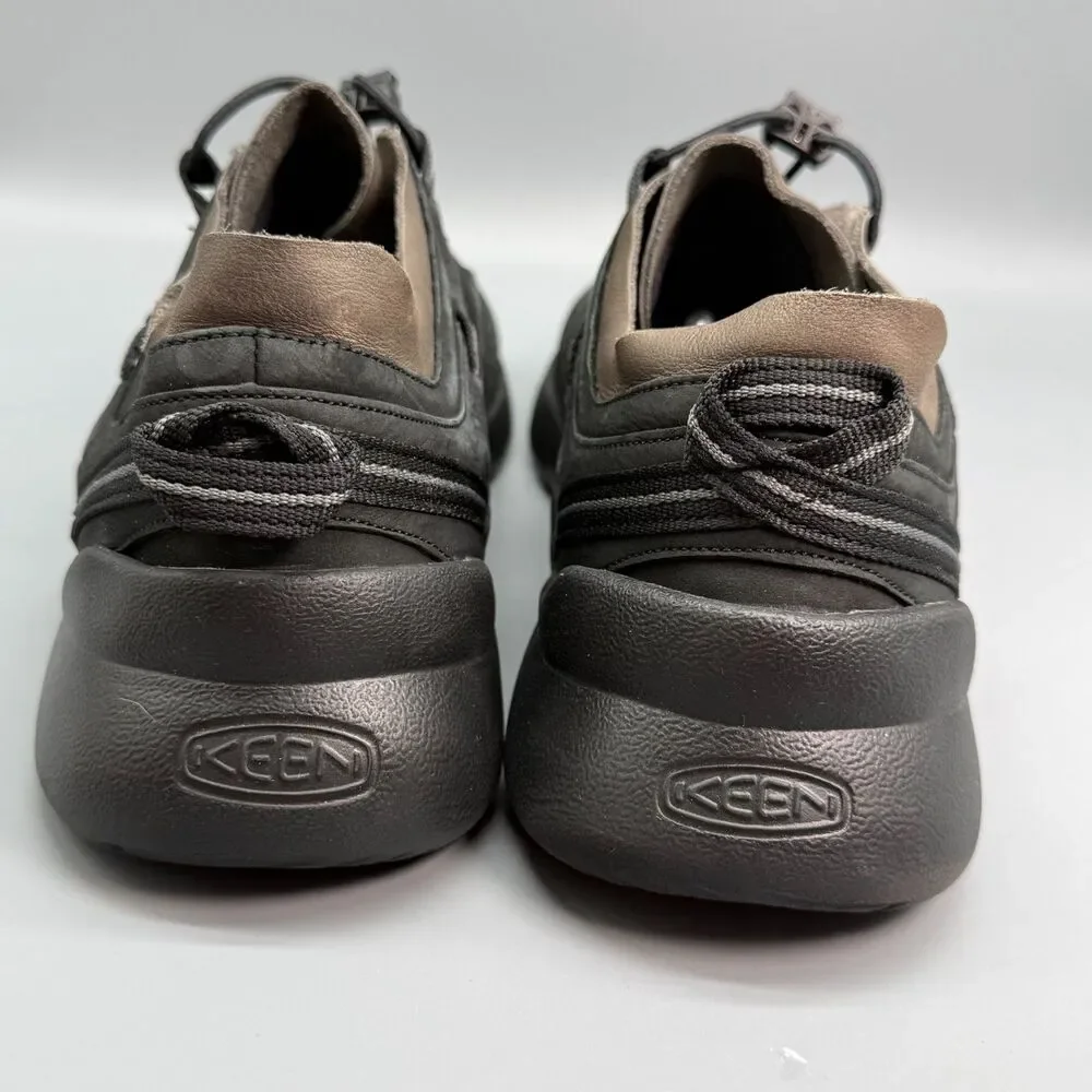 KEEN Highland Men's 14 Black Leather Cord Lock Low Top Walking Casual Sneakers